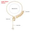 Punk Gold Color Heart Pendant Necklace for Women Trendy OT Buckle Beaded Neck Chain Choker Y2K Jewelry Accessories
