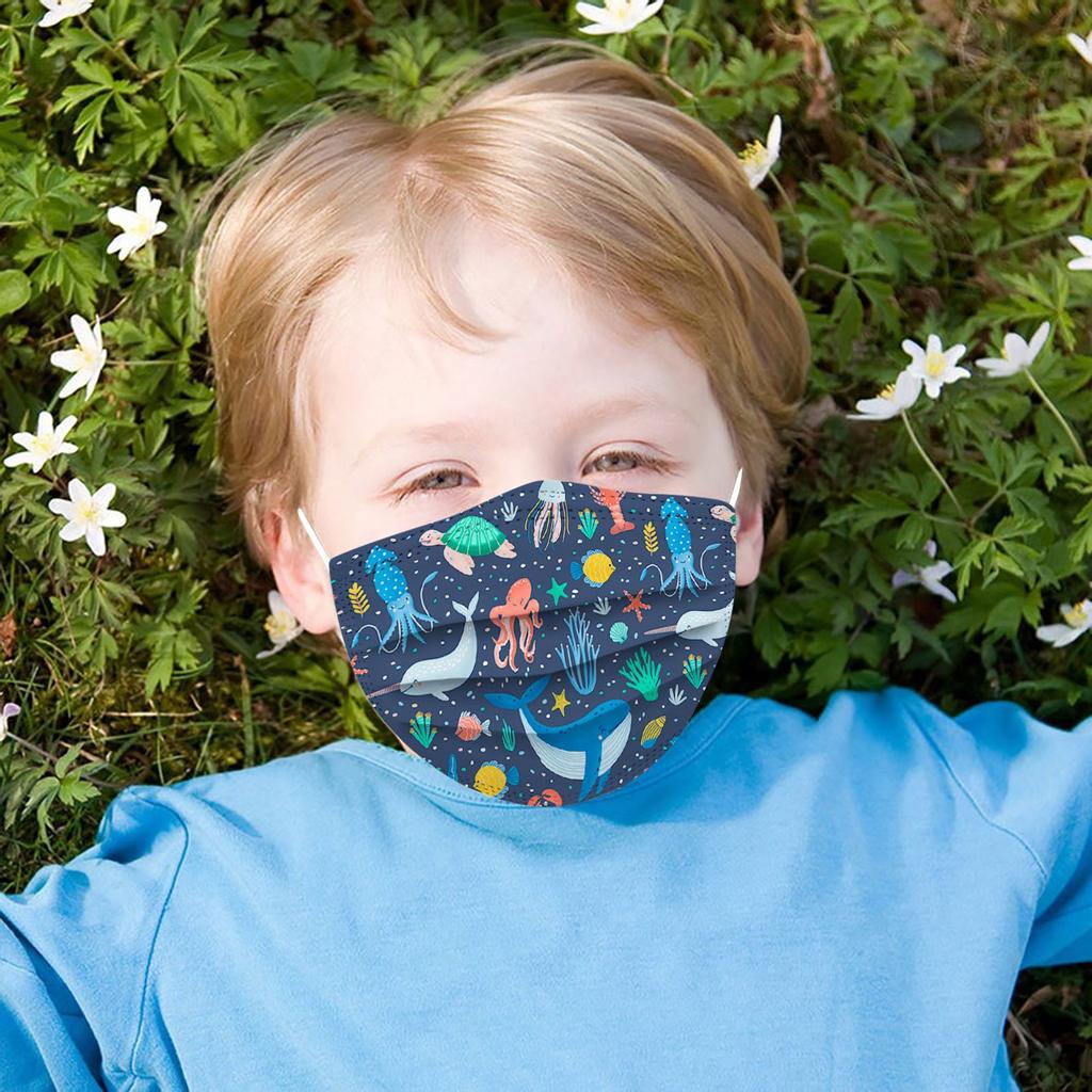50PCS Children's Three-Layer Protective Dust-Proof Cartoon Print Disposable Mask