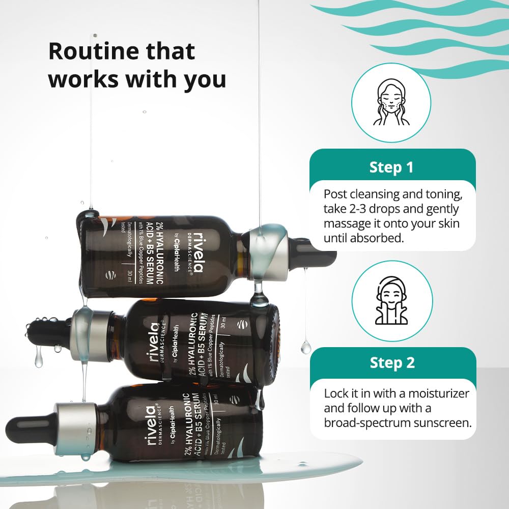Rivela Dermascience Hyaluronic Acid 2% + B5 Serum 30ml For Hydrated Smooth Glowing Skin