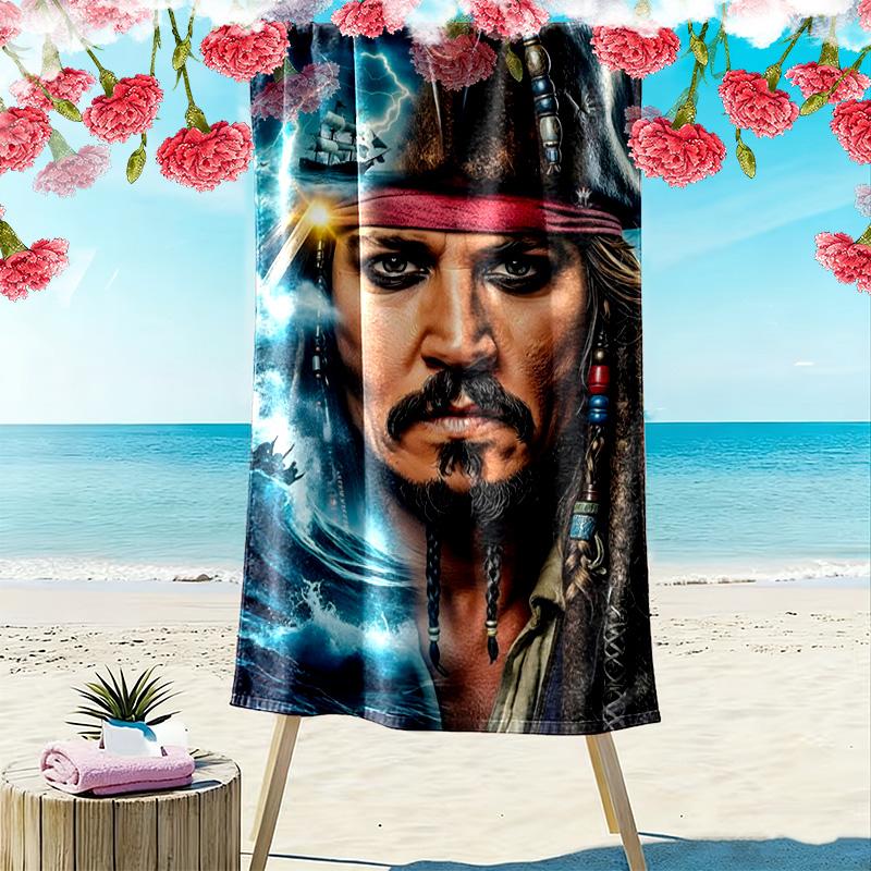 Captain Jack Print Beach Towel, Large Soft Quick Dry Towel for Beach Camping Swimming