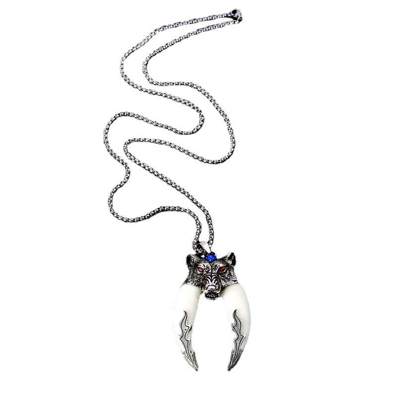 Europäischer und Amerikanischer Dominierender Wolfszahn Anhänger Trendige Halskette Herren Mode Anhänger Accessoires