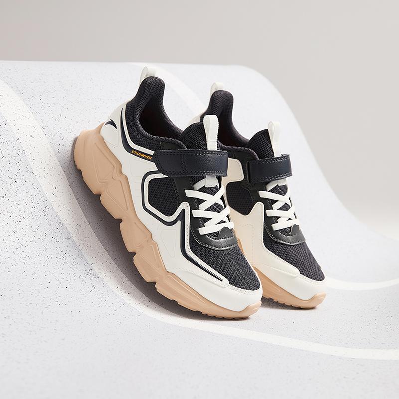 Anta Kids Sports Comfortable Non-Slip Shock Absorbing Low-Top Running Shoes Kids Running Shoes Black White Beige A12445507-3