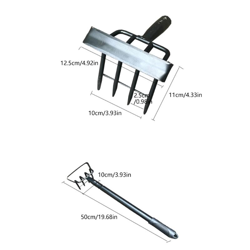 Strong Garden Tool With Pointed 4 Prong Head And Long Lasting Steel Build For Easy Plant Removal