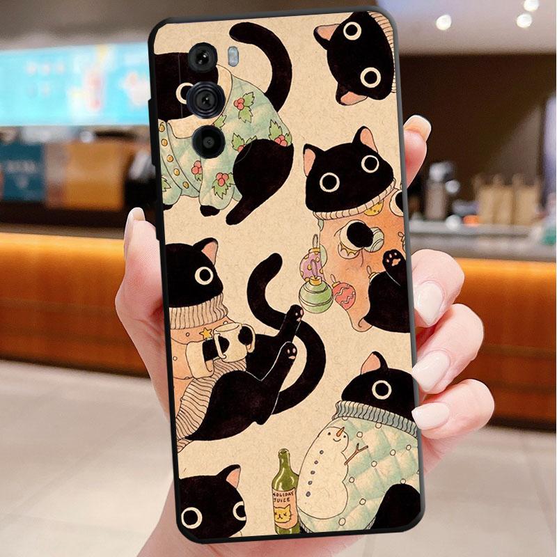 Phone Case For Motorola Edge 60 50 40 Pro 60 50 40 30 Ultra Neo Fusion Moto G Stylus G Cute Black Cats
