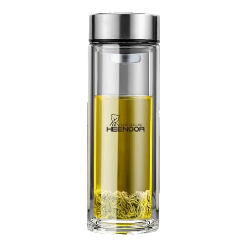 Xinuo 2024 Double-Layer Insulated Borosilicate Glass Tea Cup with Lid
