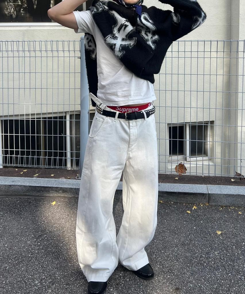 Tegseu Tx307 Curved Baggy Balloon Denim (Ivory)