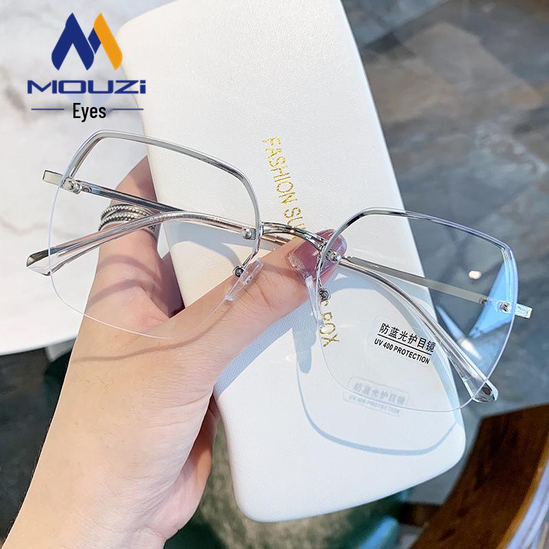 

Женская полуободковая оправа для очков, стройнящая: Защита от синего света, Готовы к установке линз по рецепту, Подходят для большого лица