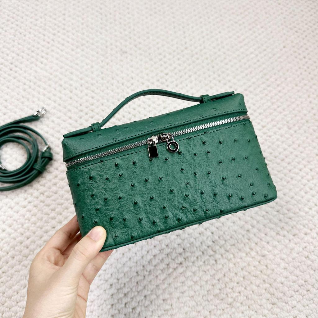 High-End Versatile Ostrich Pattern Leather Shoulder and Cross-Body Women's Handbag