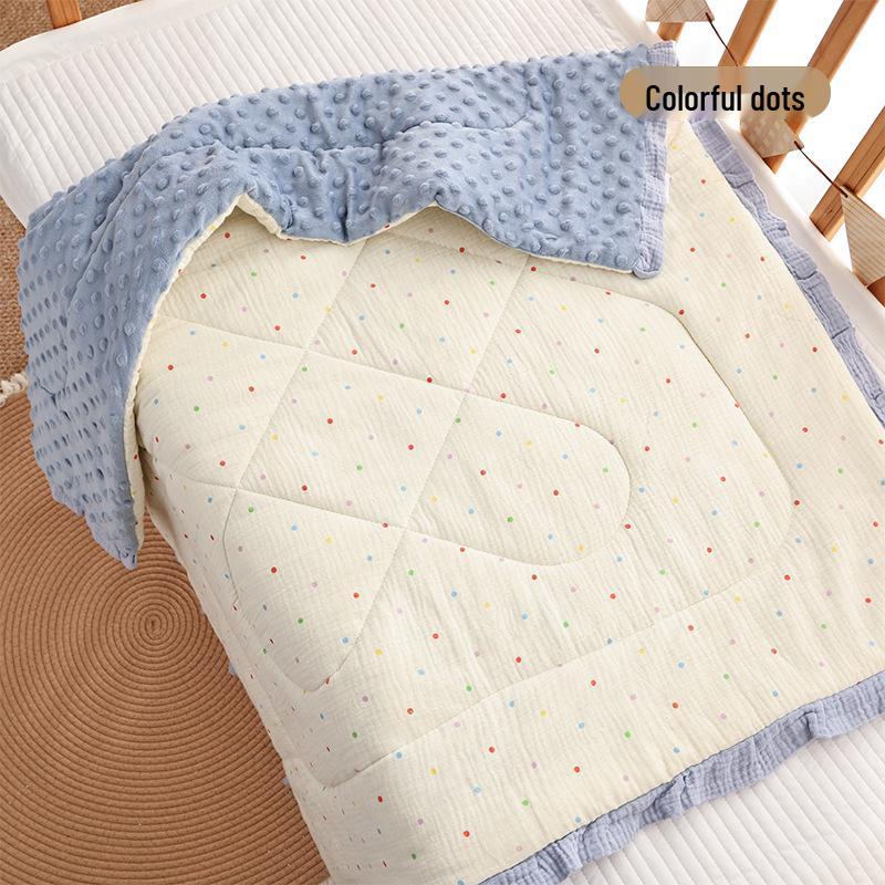Three-Piece Pure Cotton Baby Bedding Set - Bean Cover Blanket, Cloud Pillow, Ruffled Quilt for Spring/Autumn