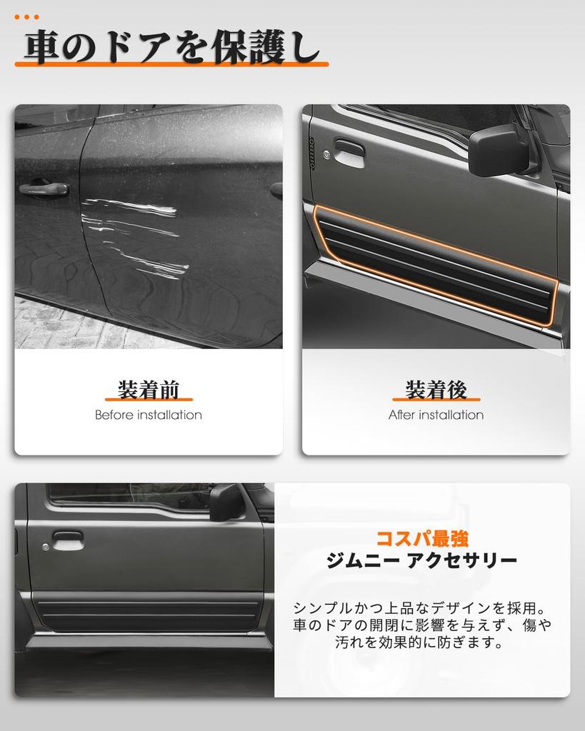 Set of two black ABS side door panels and for the Jimny Sierra JB74 and These side sill guards are vehicle inspection compliant and perfect for