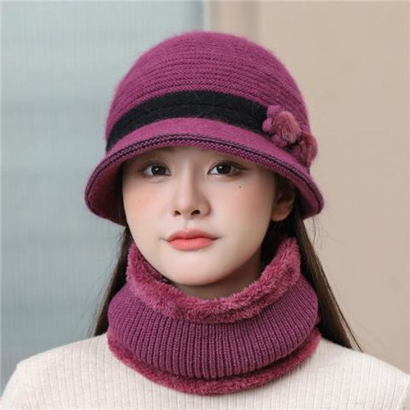 Female winter old man hat windproof mother hat warm thickened rabbit fur knitted wool hat old lady hat