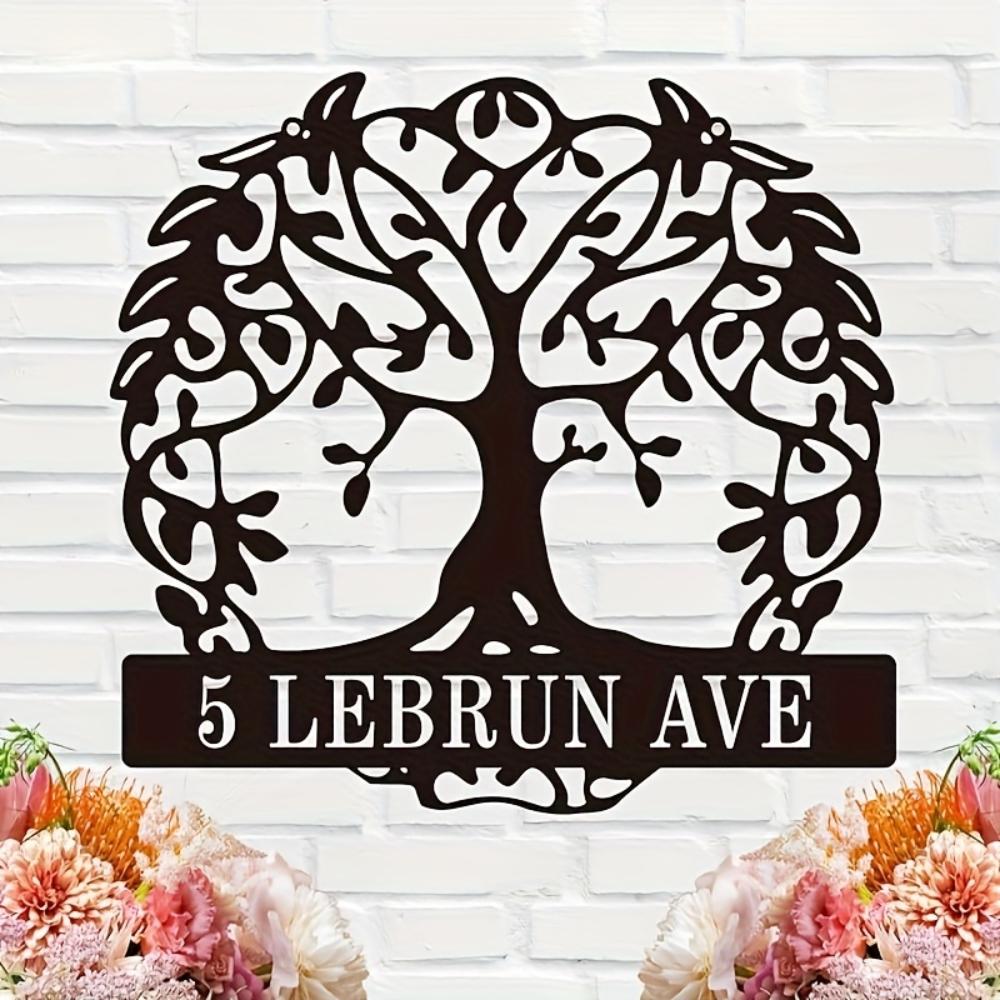 Personalized Metal Art Deco Address Sign Love Shape House Number Plate Reusable Detachable Wall Decor