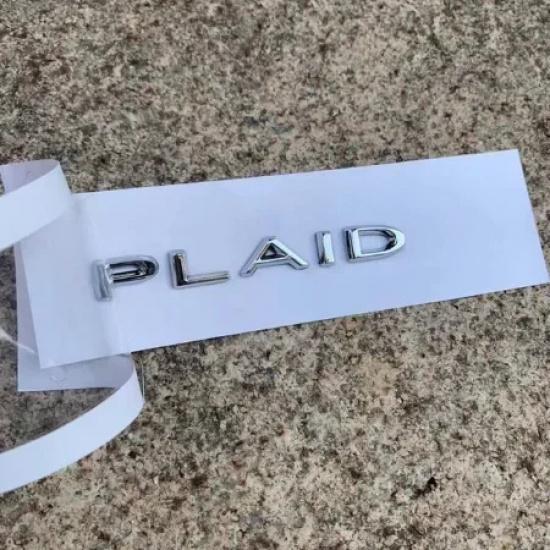 PLAID for Tesla Model 3 S X Y Car Decals ABS Zinc Alloy Plaid  Stickers Badge Version Performance Trunk Emblem Decoration