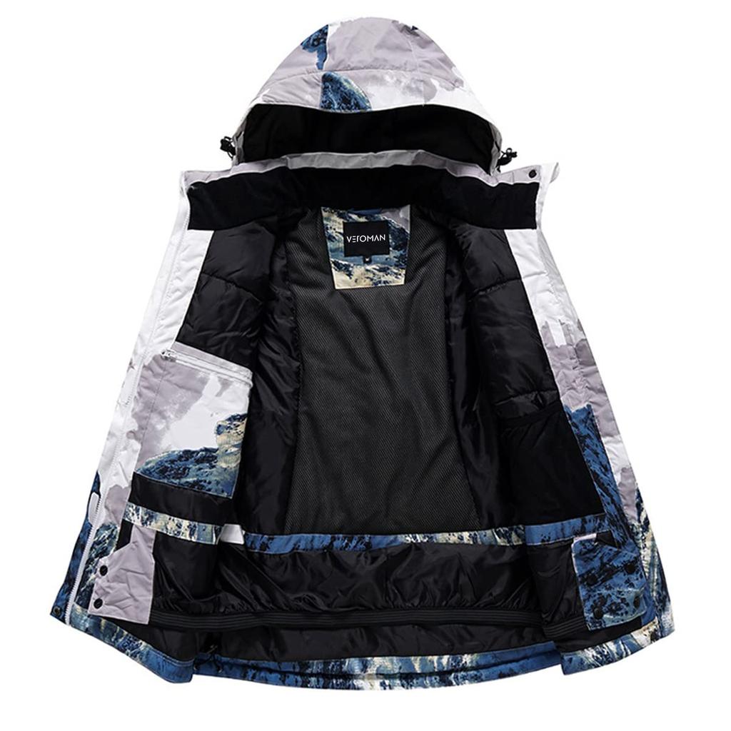 VEROMAN Snowboard and Ski Wear Water Resistant to Snowy Mountain Sizes and Set, 20,000mm, Pattern, S-XXL, Men's Women's (XL, White)