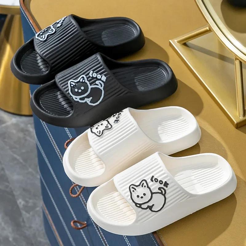 Summer Slippers Bathroom Platform Non-Slip Home Bear Cartoon Flip Flops Beach Women Slipper Sandals Slides Indoor Outdoor 2025