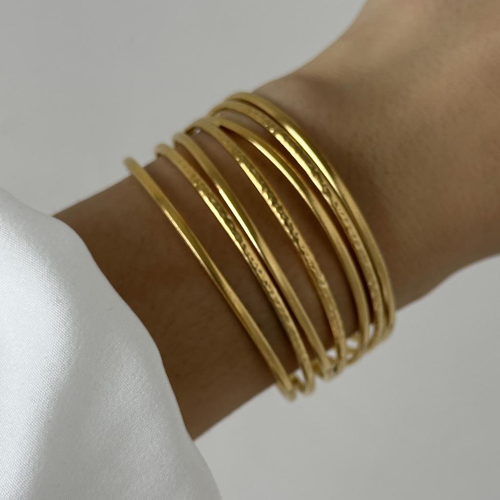 Stainless Steel Versatile Gold Irregular Hollow Wide Version Jewelry Women