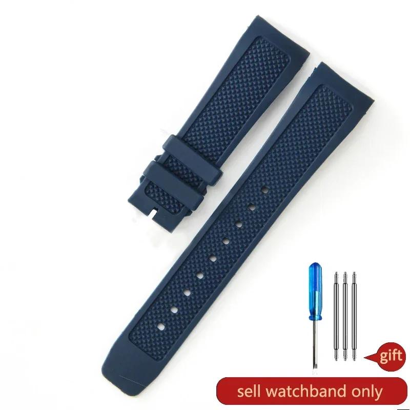 

Flexible Comfortable-wearing Silicone Watch Strap Black Blue for IWC Portuguese Series IW390503 IW3907047 Arc Interface Band22mm 22mm