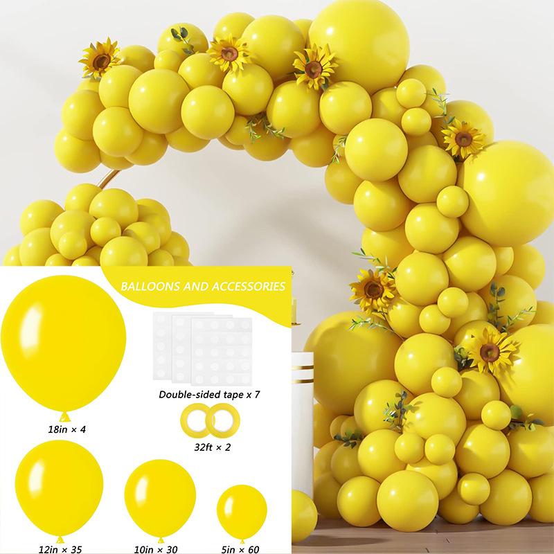 

129 шт. Арочная гирлянда из воздушных шаров, латексные шары, украшение для вечеринки по случаю дня рождения, свадьбы, юбилея, вечеринки для будущей мамы 129 pieces yellow