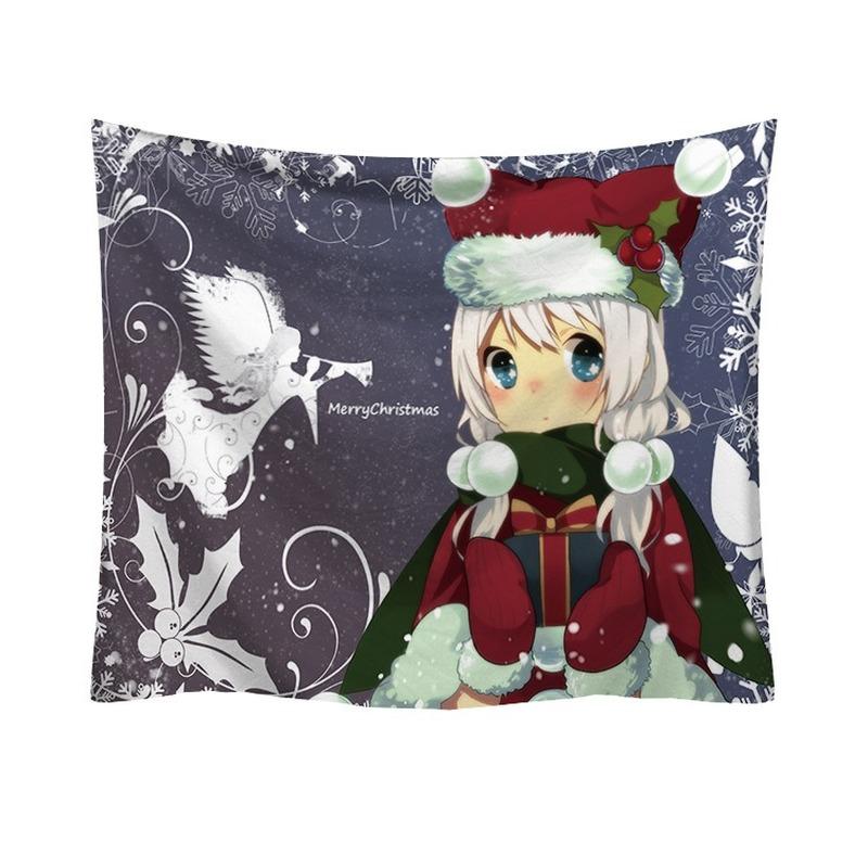 Heimdekoration, Cartoon-Mädchen, Weihnachtsserie, Wandteppich, Druck, Wandverkleidung, Raumwand, Hintergrund, Wandverkleidung, 230 x 180 cm, Tapiz