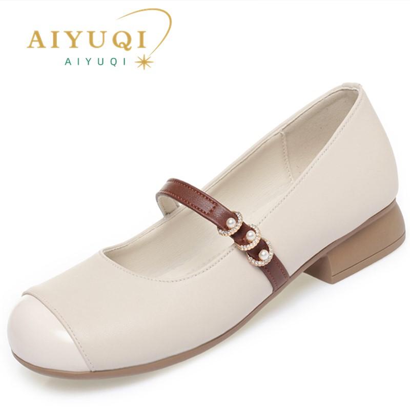 Fashion AIYUQI Mary Jane Shoes Women's Autumn 2025 New Genuine Leather Women's Work Shoes Large Size Square Toe Sampers Women's Shoes