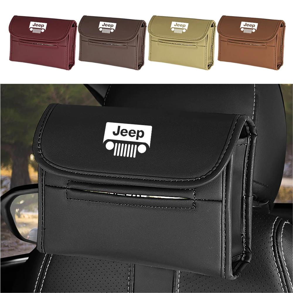 For Jeep Car Badge JEEP Emblem Styling Tissue Box Seat Back Paper Box Interior Accessories For Jeep Renegade Wrangler Compass
