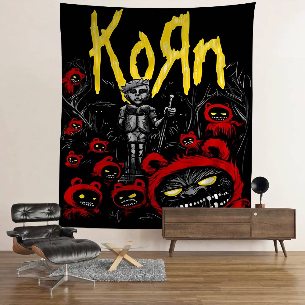 Rock Band K-Korn Anime Tapestry Hippie Flower Wall Carpets Dorm Decor Cheap Hippie Wall Hanging