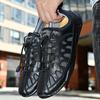 Mesh Breathable Outdoor Men's Sports Shoes Flat Bottomed Anti Slip Wear-resistant Leather Casual Shoes Comfortable Driving Shoes