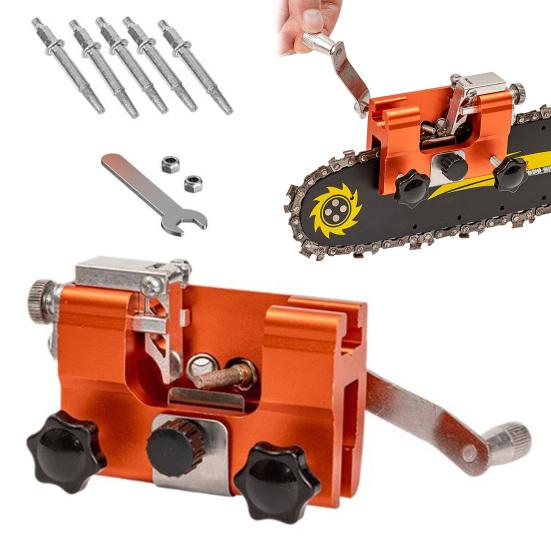 1 Set Chainsaw Sharpener Kit with 3/5/10 Sharpening Rods Portable Hand Crank Chainsaw Sharpening Jig Tools Kit with Sharpening Heads