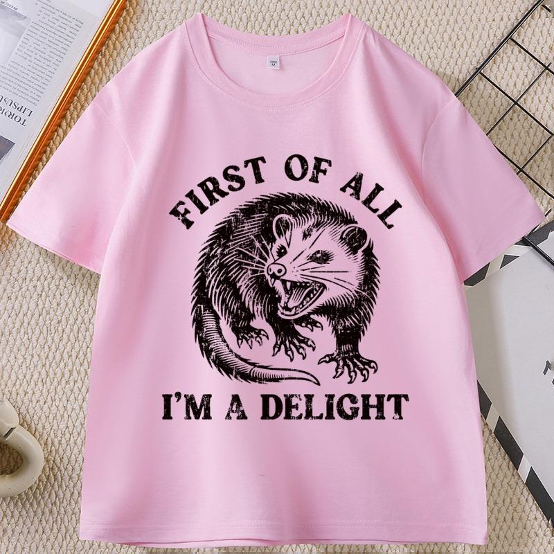 I'm A Delight Funny Graphic Tee Possum Short Sleeve Round Neck T-shirt Men Women Casual Animal Tshirt Streetwear Clothes Tops