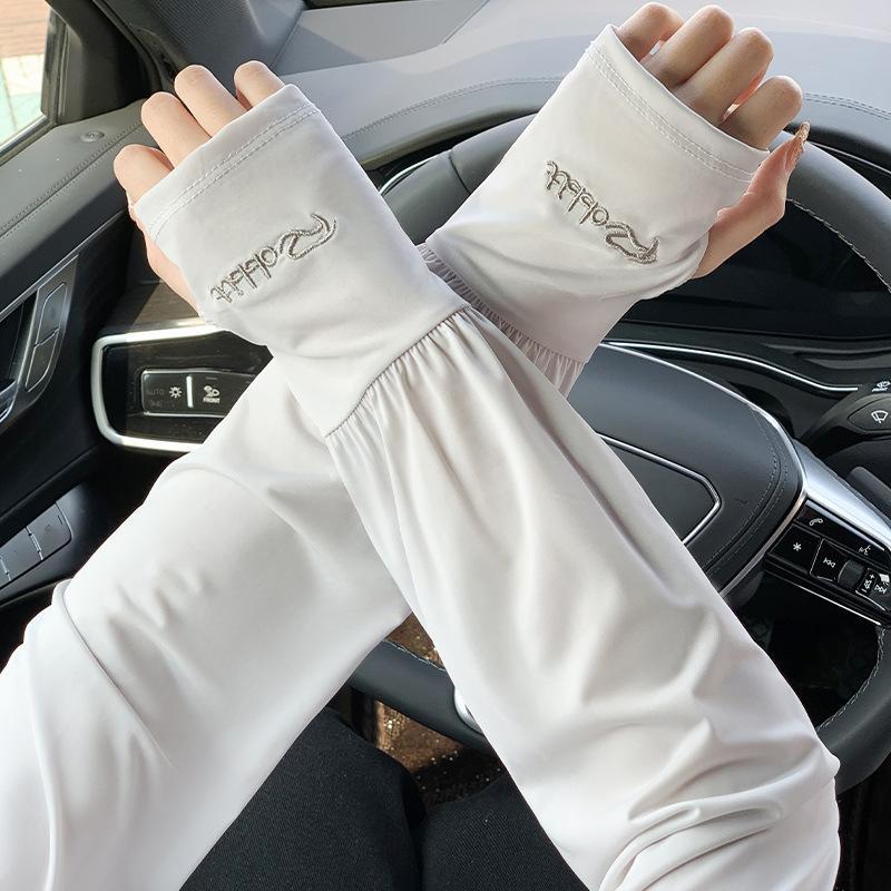 Women’s Ice Silk UV Protection Arm Sleeves, Lightweight Breathable Cooling Sun Sleeves, Thin Summer Outdoor Arm Covers for Driving, Cycling