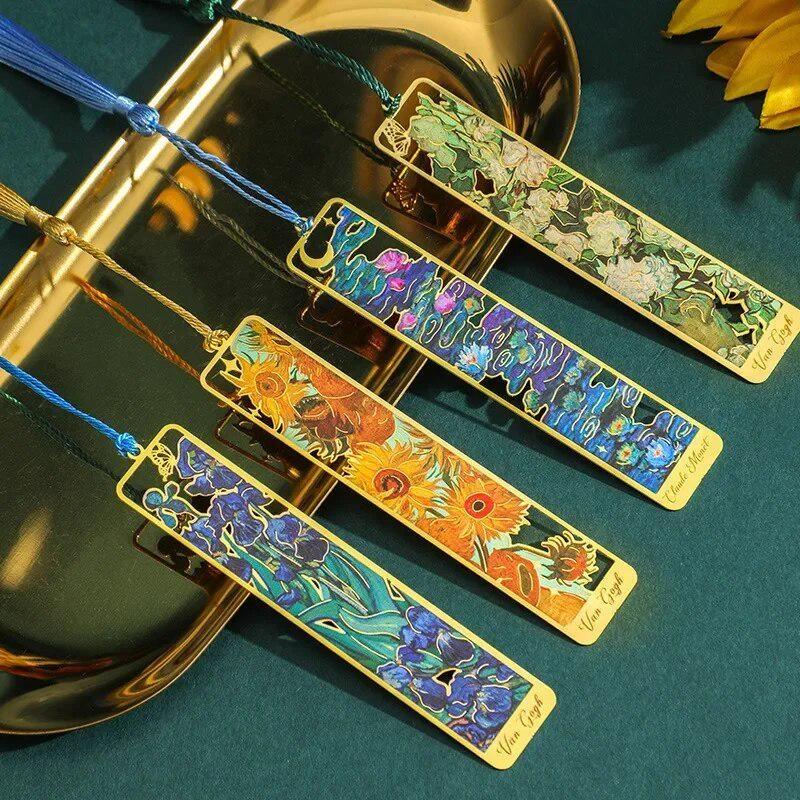National Style Hollow Flower Metal Bookmark Exquisite Sunflower Lotus Rose Shape Book Marks Student Reading Stationery School Supplies Gifts