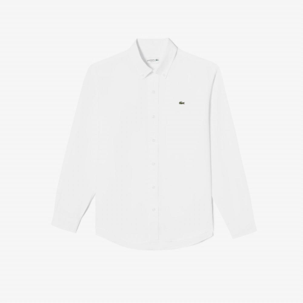 

LACOSTE Мужская однотонная льняная рубашка [белая]