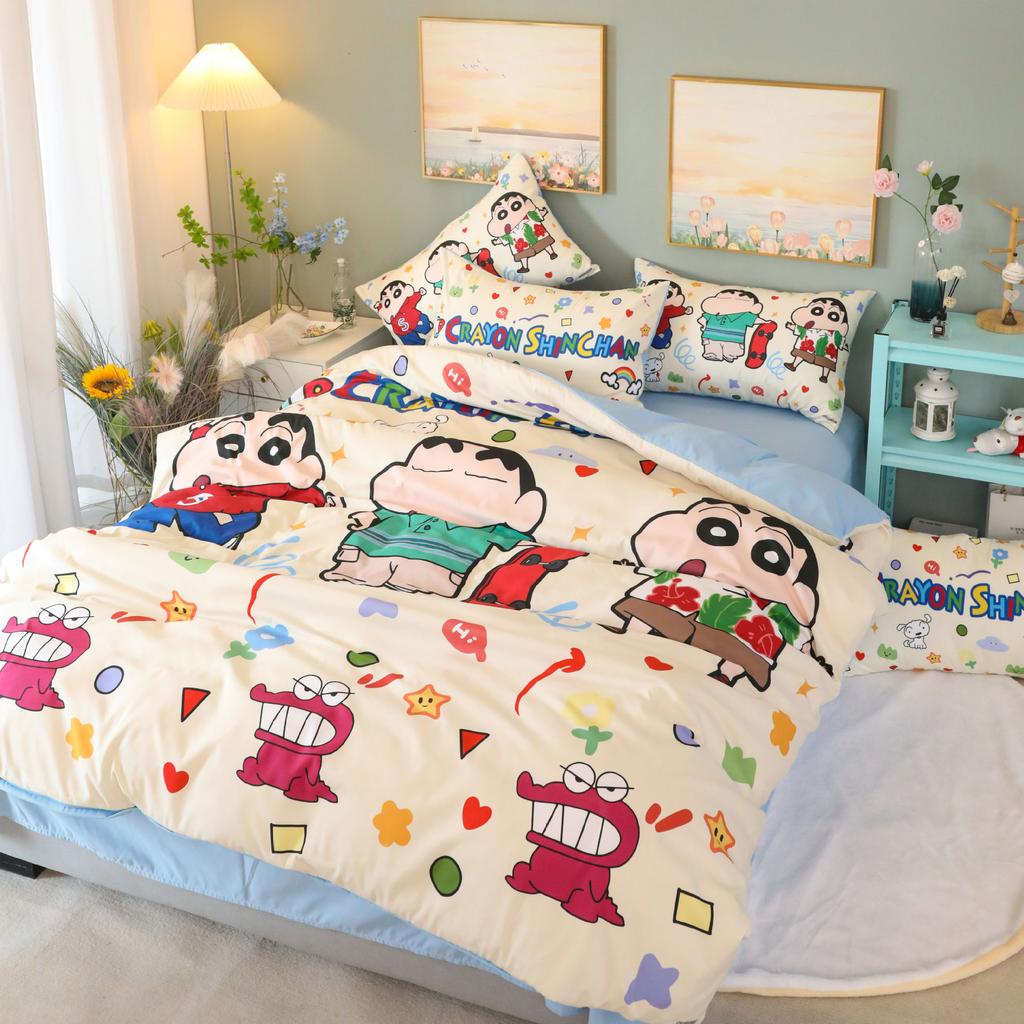 Cartoon Shin-Chan Duvet Cover Luxury Crayon Shin-Chan Bedding Set Pillowcase 2/3/Pcs Adult Children Gift Single Double