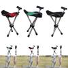 Cane with Seat Ergonomic Adjustable Trekking Hiking Pole for Seniors Camping Black