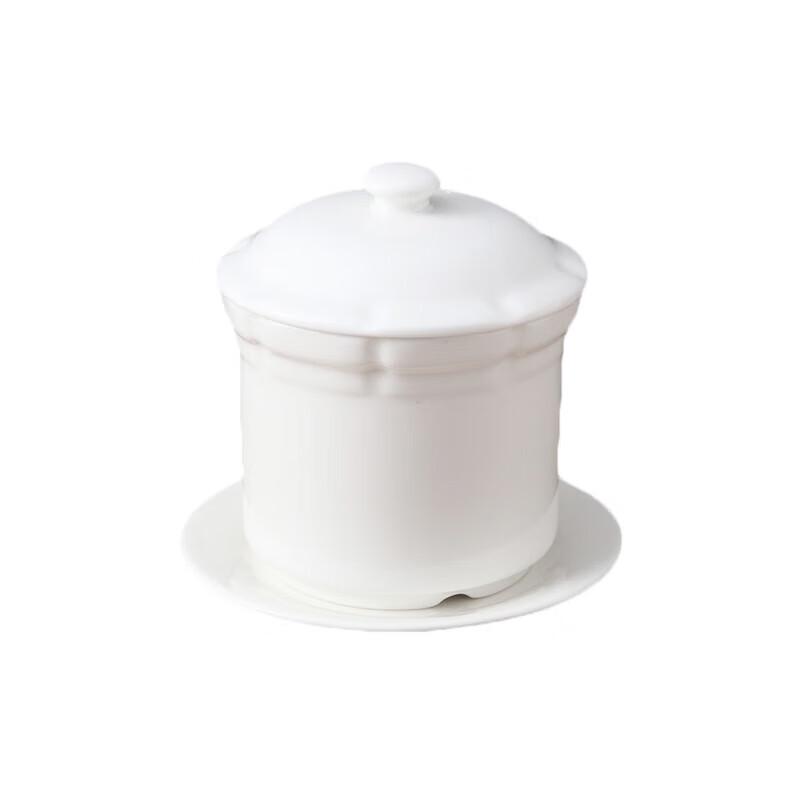Homeglen Chinese Ceramic Double-Boiler Stew & Dessert Bowls with Lids and Bases (Set of 2)