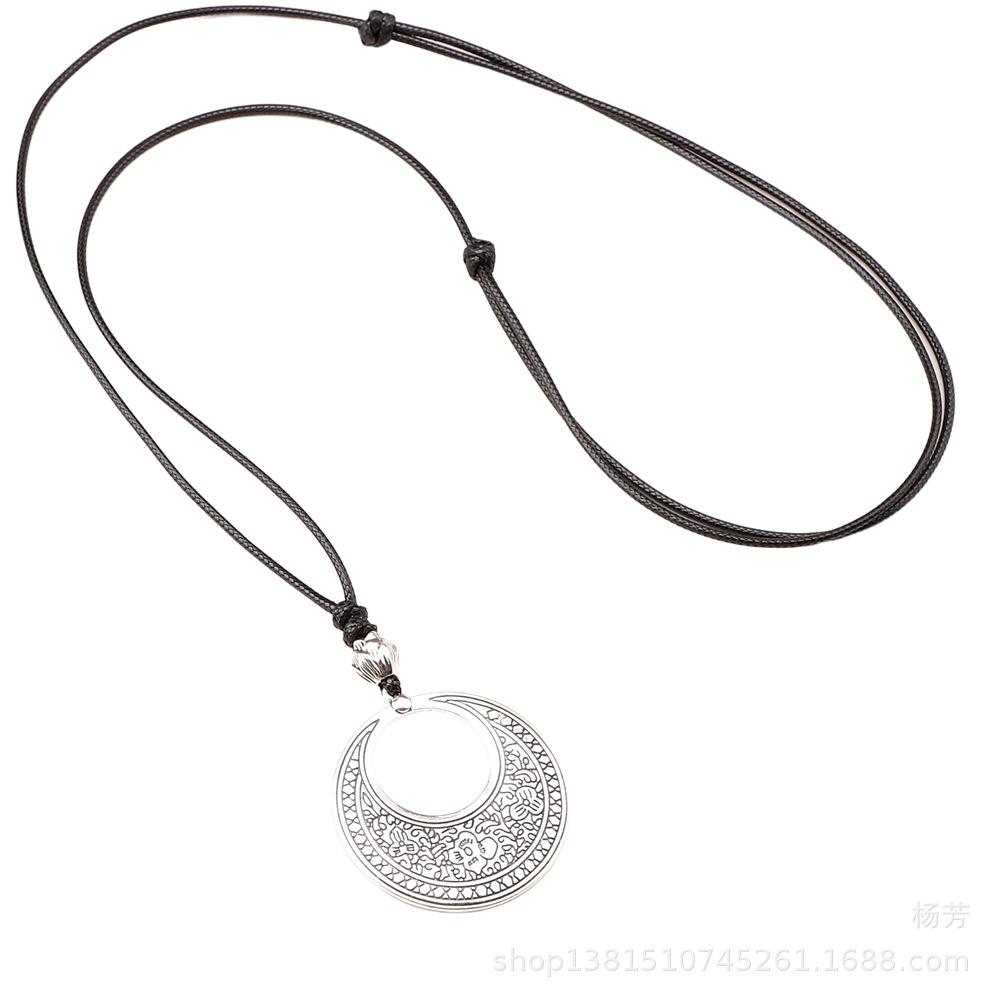 Tibetan Style Pendant Necklace: Ethnic, Classic, Versatile, Long Chain for Sweaters