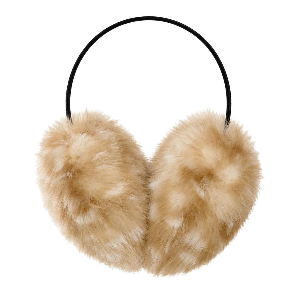 Deer Print Faux Fur Scarf Adjustable Ear Muffs Cute Plush Neck Warmer  Women