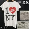 N°21 T-shirt z krótkim rękawem z nadrukiem I LIKE NY damski XS biały Włochy(UŻYWANY)