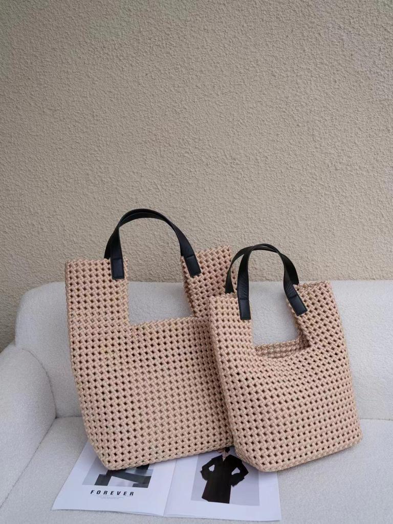Luxury Silk Satin Tote with Windmill Knot Design - Handwoven, Hollow Niche, Large Capacity, Mother-Child Bag Available