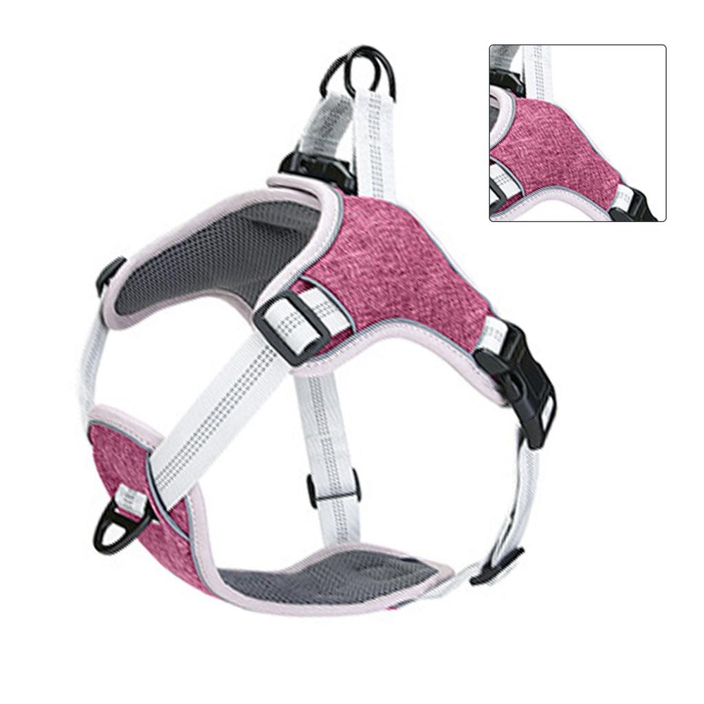 Reflective Dog Harness Breathable Oxford Cloth Adjustable Pet Dog Vest Harness with Hook and Loop and Buckle Purple M