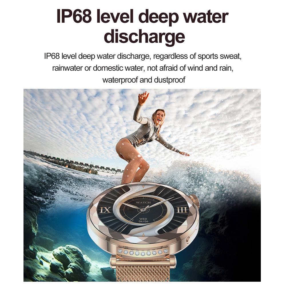 HK88 1.19-inch Heart Rate Monitor NFC Smart Watch Menstrual Cycle Tracker for Women, Steel Strap