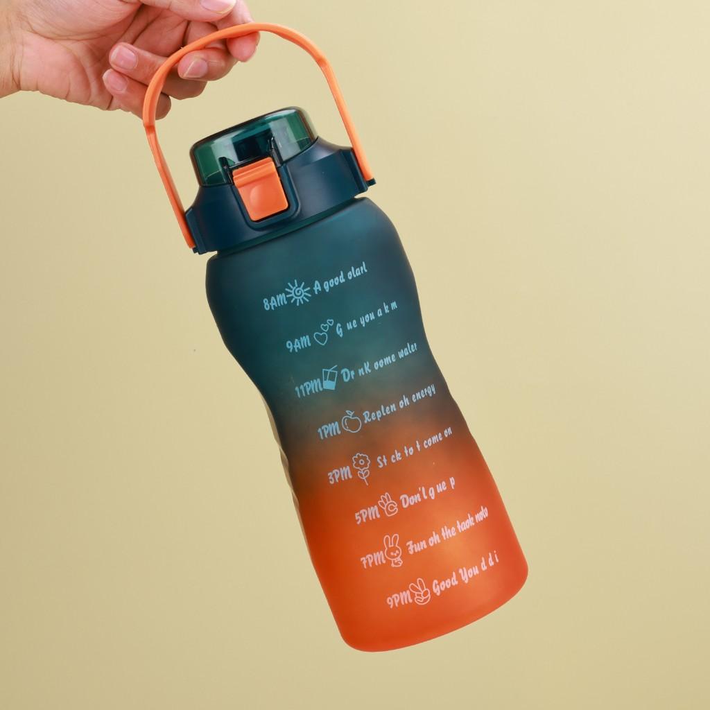 1500mL Water Bottle with Marker Straw Handle Leakproof Large Capacity Water Bottle Reusable Water Jug for Hiking Travel Outdoor Sports Gym Fitness