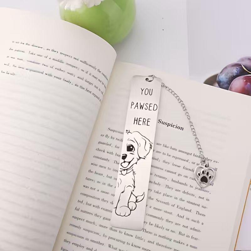 Black & White Funny Cat Dog Stainless Steel Bookmarks - Cute Color Blocking Design