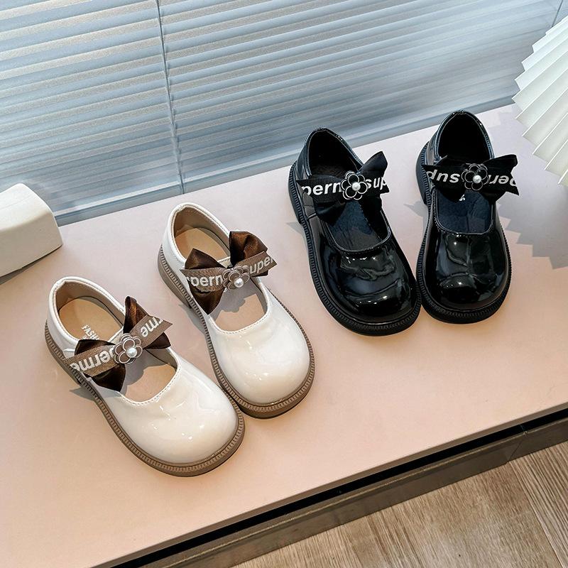 2024 Spring Children Shoes Designer Girl Ribbon Bow Soft Soled Leather Shoes Fashion Anti Soled Kids Casual Shoes Zapatos Niña