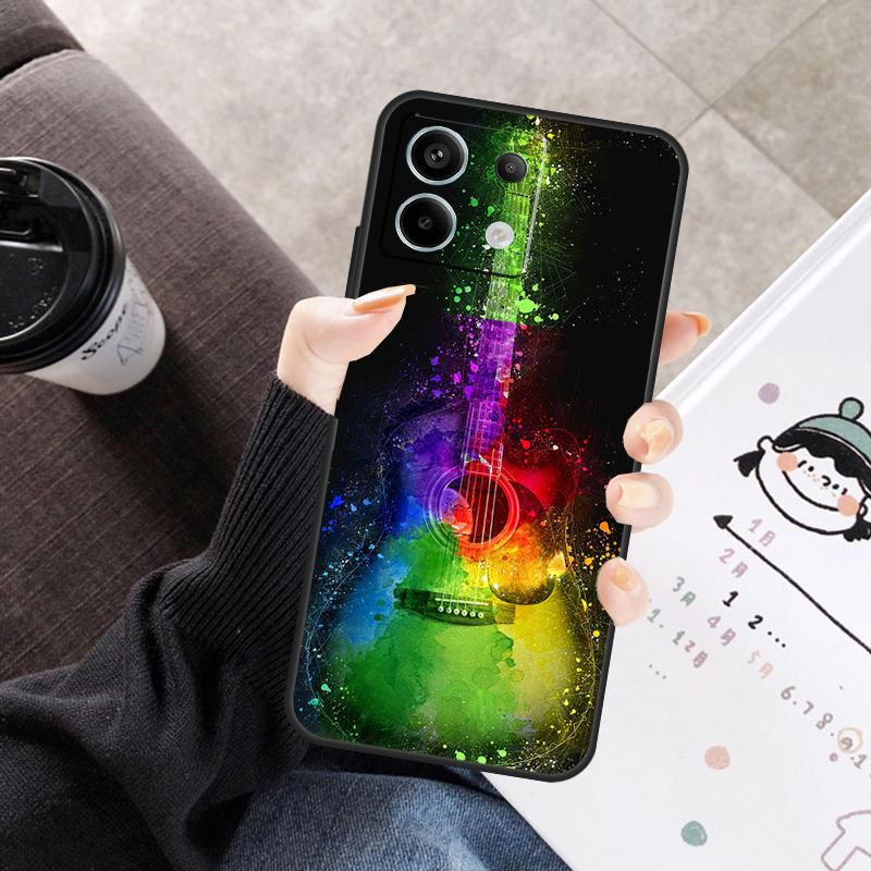 Rock Music Instrument Guitar Cover For Xiaomi Redmi Note 11 10 12 13 14 Pro 11S 12S Case For Redmi 10C 13C 12C 14C 15 C