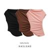 Kaslead New Arrival Women's Clothing Fashion Style Fashion Ruched Asymmetric Boat Neck Basic Tops 5644768