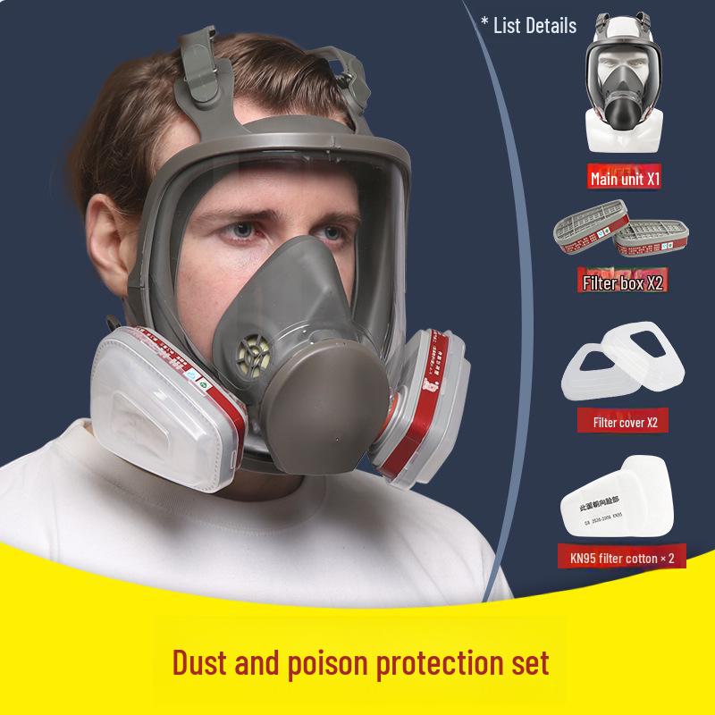 

6800 Полнолицевая силиконовая маска: Защита от газа, пыли, химикатов, аэрозольной краски, пестицидов, сварки и пожаротушения