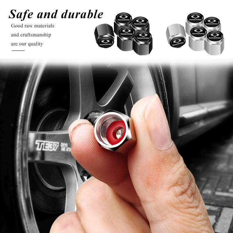Car Wheel Tyre Rim Stem Cover Tire Valve Cap Airdust Waterproof For SsangYong Rexton Kyron Rodius Tivoli Musso Turismo Nomad