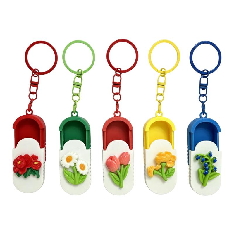 Mini Pill Organizer with Keychain Travel-Friendly Medicine Box for Daily Easy Storage