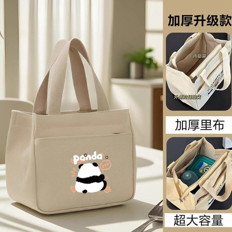 Canvas handbag large capacity simple office worker cartoon versatile lunch box mommy with rice bento bag